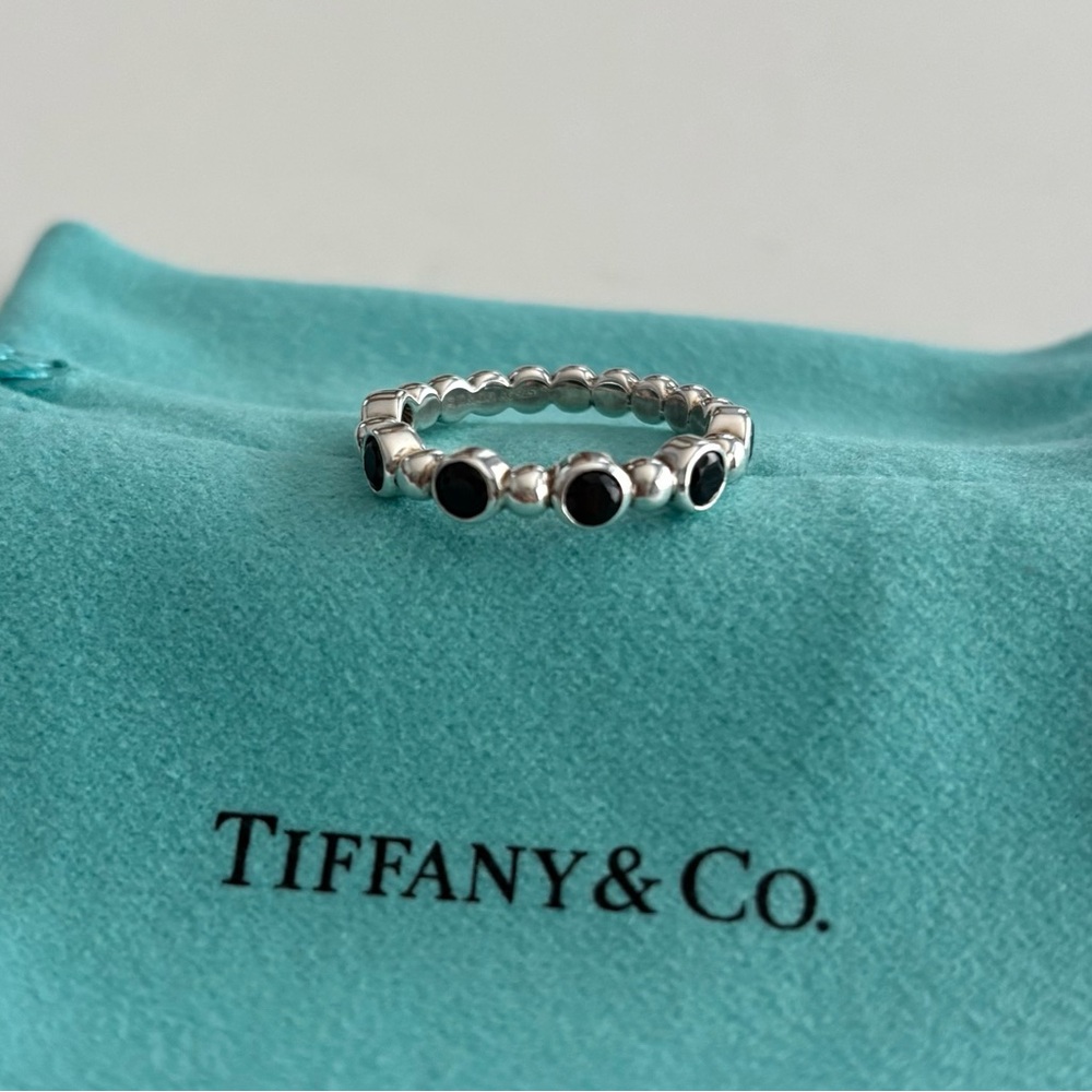 Tiffany & Co. Ziegfeld Black Spinel Ring size 5.5, Sterling Silver - Picture 3 of 6